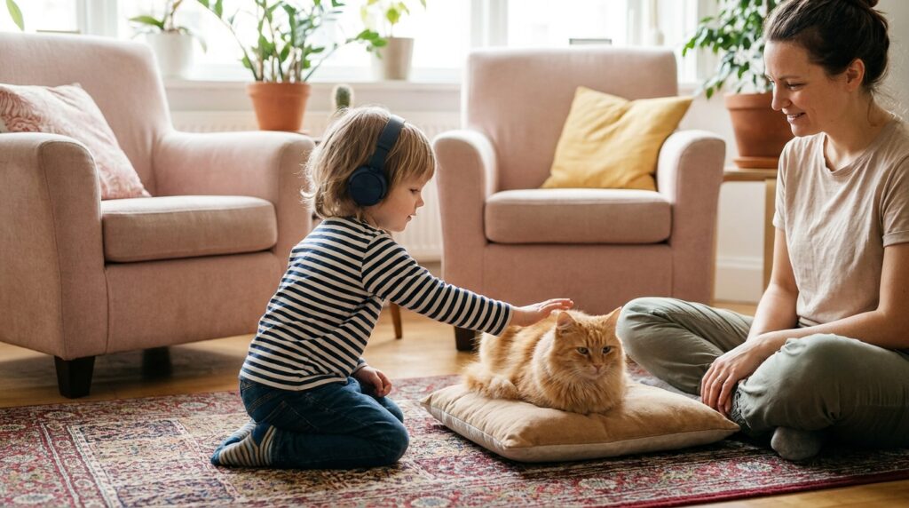 Melatih Anak Autis Mengusap Kucing dengan Lembut