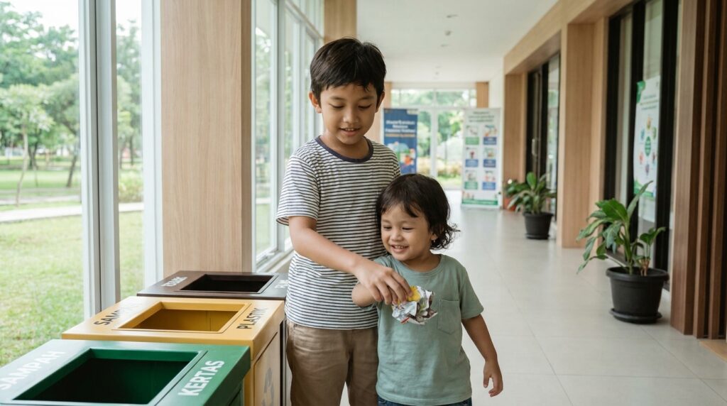 Tips Mengajari Anak Autis Membuang Sampah pada Tempatnya