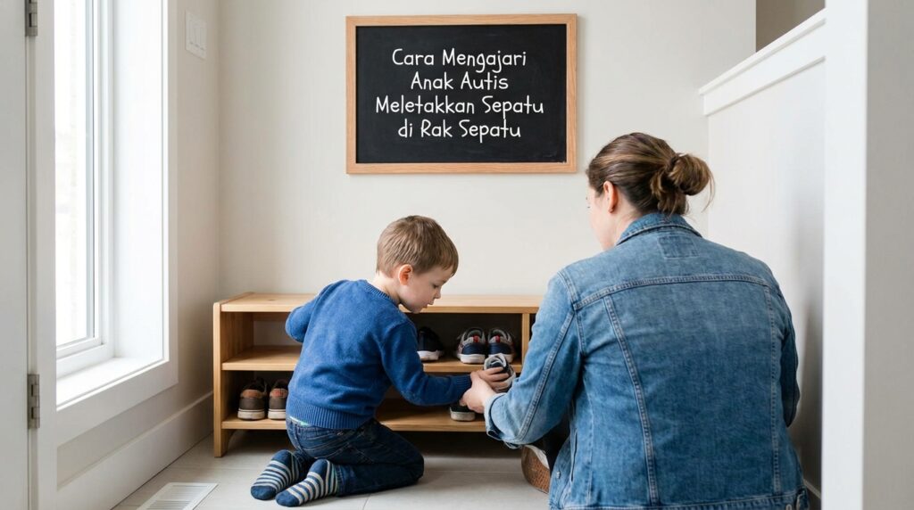 Cara Mengajari Anak Autis Meletakkan Sepatu di Rak Sepatu